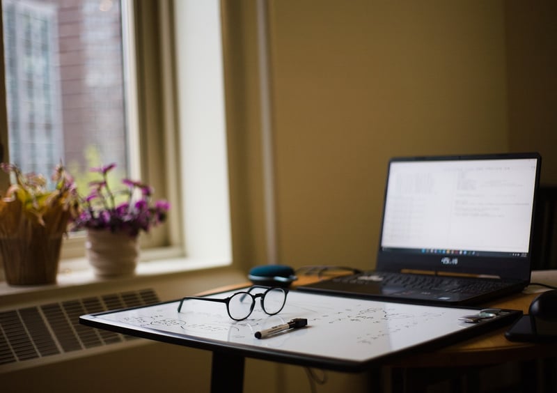 Laptop with case study on screen